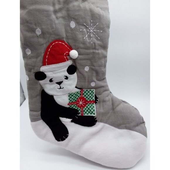 Pottery Barn Kids gaby Panda Bear Xmas Gift Christmas Holiday Stocking Quilted - Picture 8 of 9